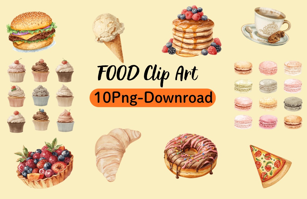 🍴 食べ物シリーズ 水彩画アンティークプロンプト（全10種類）