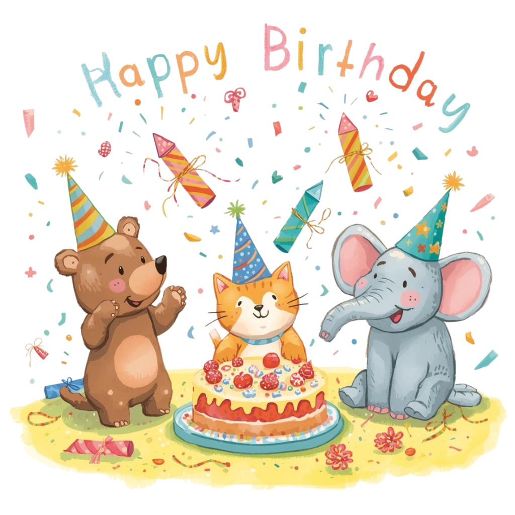 「おたんじょうびパーティークリップアートセット|3〜5歳向け可愛いイラスト(全10種類)」