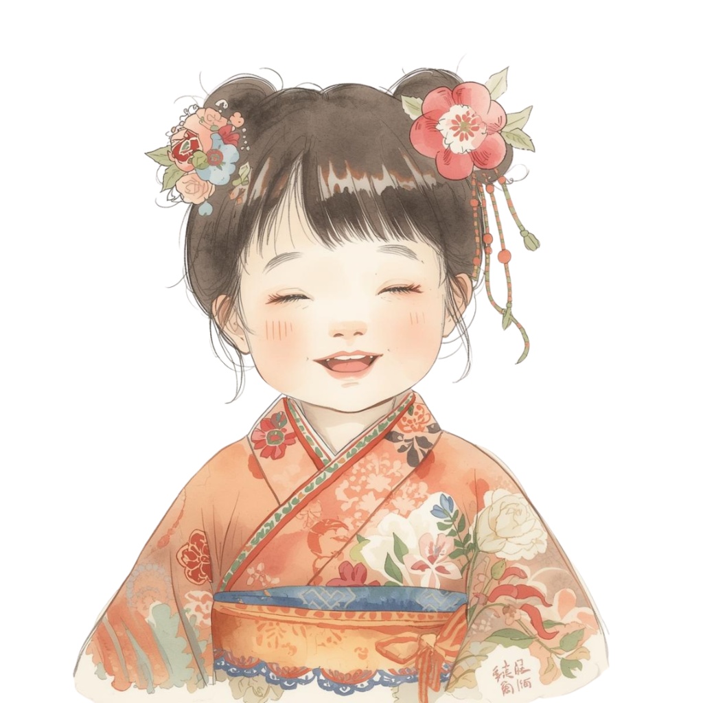 「水彩 七五三クリップアートセット|和風で可愛いお祝いイラスト素材(全10点)」