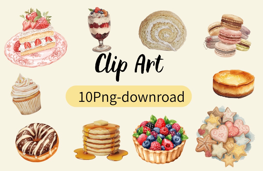 アンティーク水彩スイーツシリーズ（全10種類）