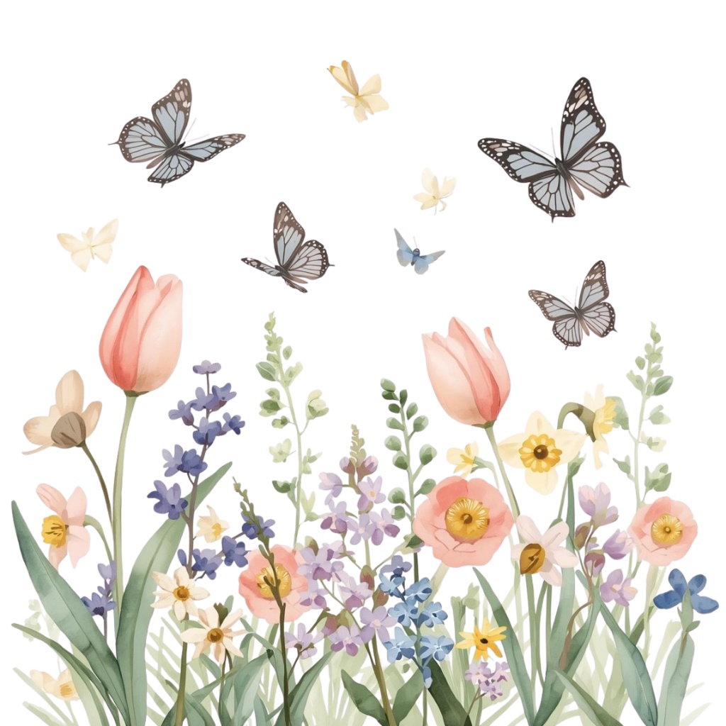 水彩×北欧ボタニカル 春のクリップアートセット