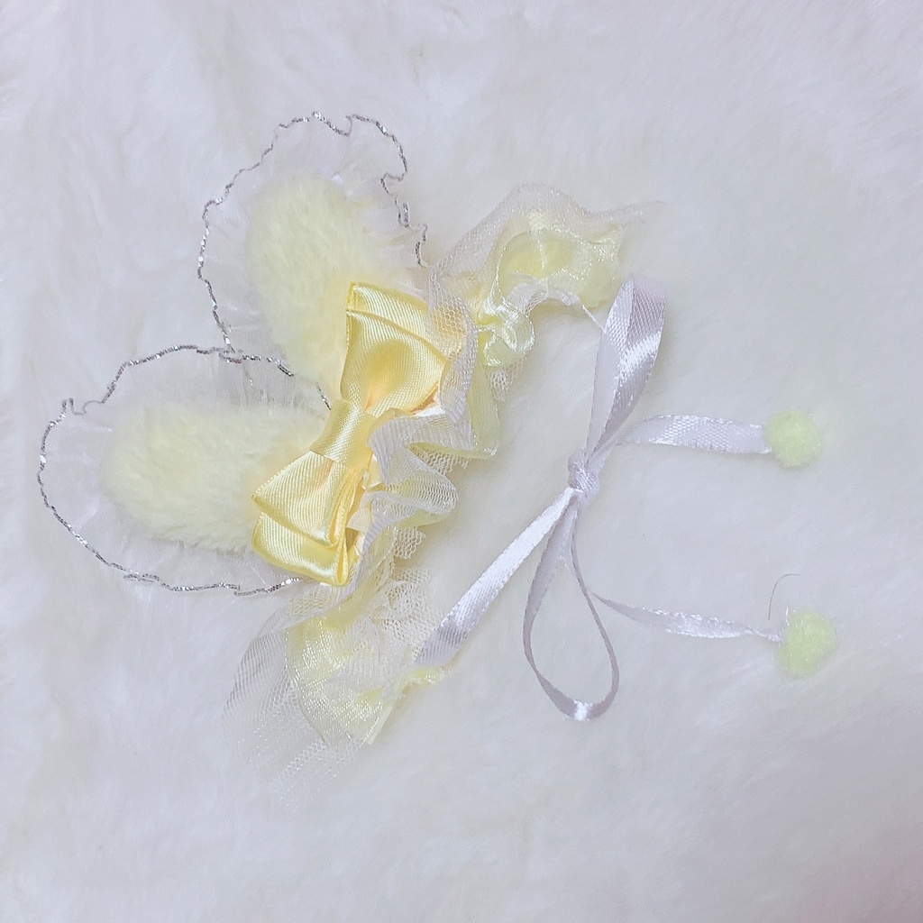 たっぷりフリル おりぼんうさみみヘッドドレス 2 イエロー