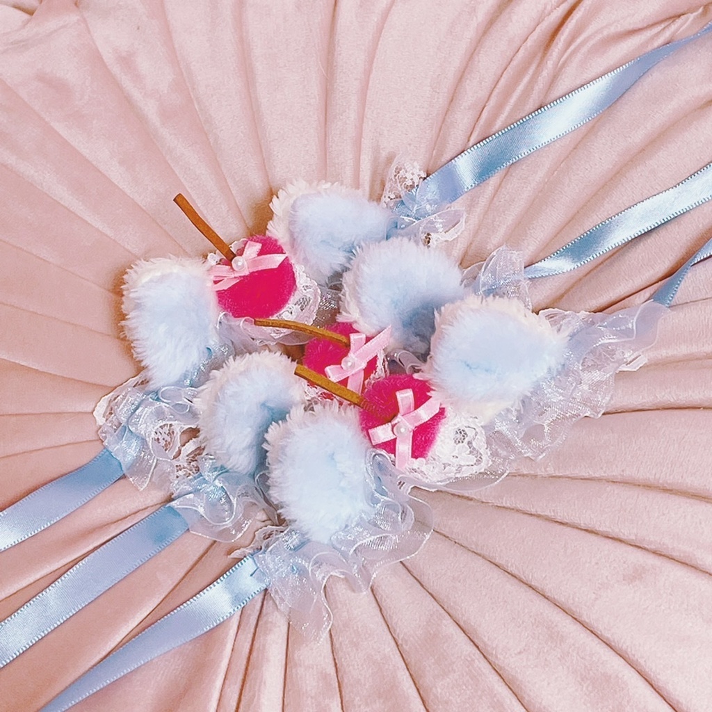 パッションピンクチェリー*ブルーねこみみヘッドドレス