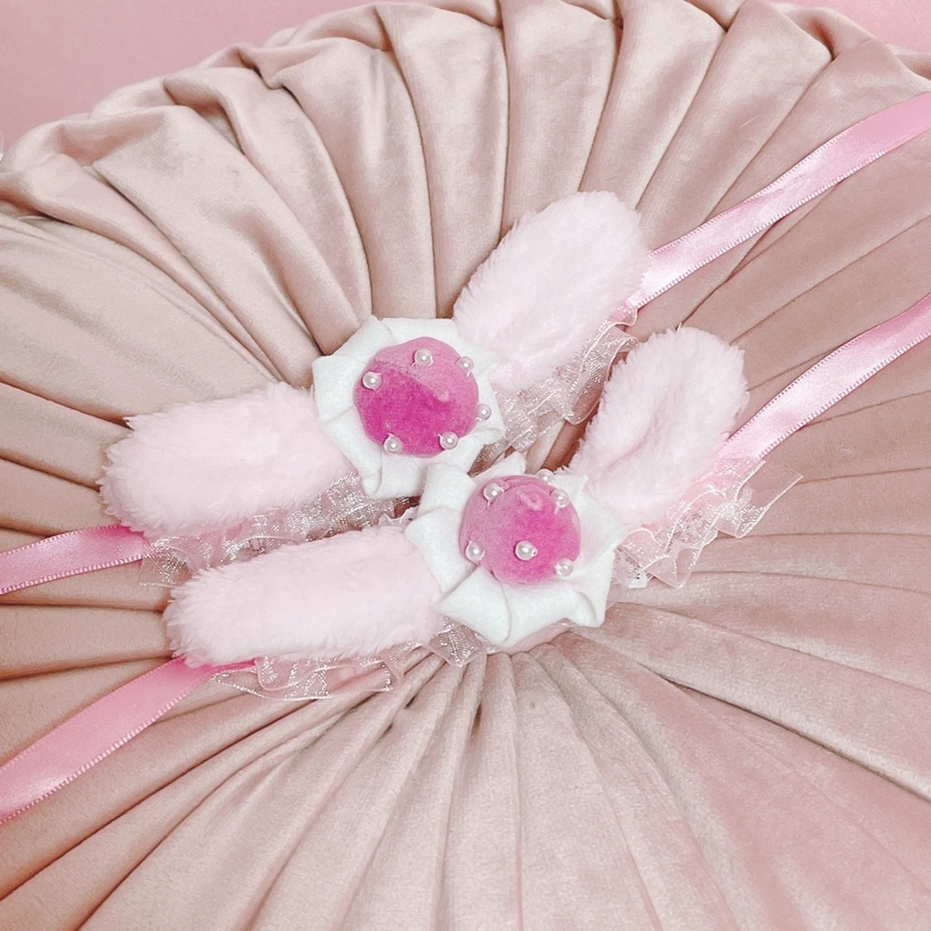 ぴんくストロベリーうさみみ ヘッドドレス