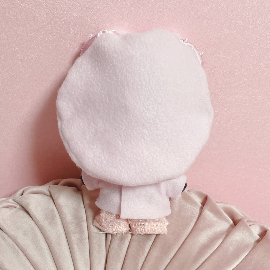 キルティングパール ビッグ襟トップス&くまみみベレー帽