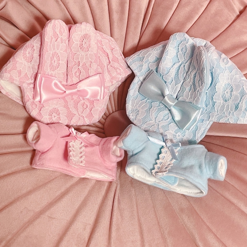 総レース生地うさみみキャップ&レーストップス