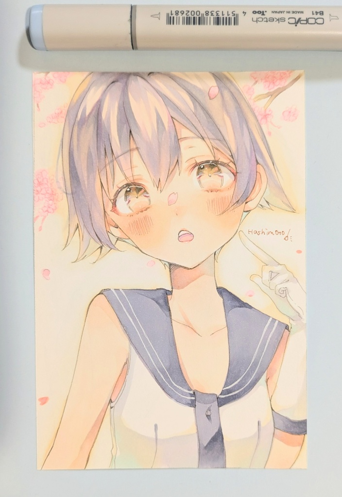 イラスト原画◎艦これ「酒匂」◎ポストカードサイズサイズ