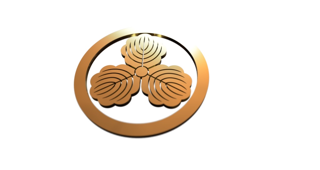 家紋3Dシリーズ No.0809丸に三つ柏_無料版