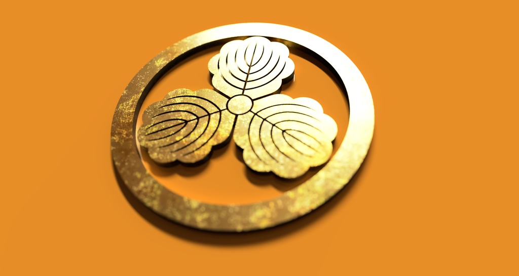 家紋3Dシリーズ No.0809丸に三つ柏_無料版