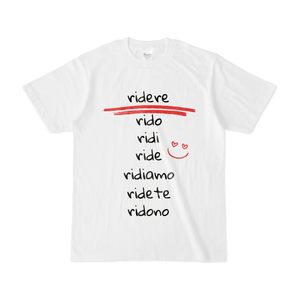 イタリア語動詞 "ridere" 活用Tシャツ