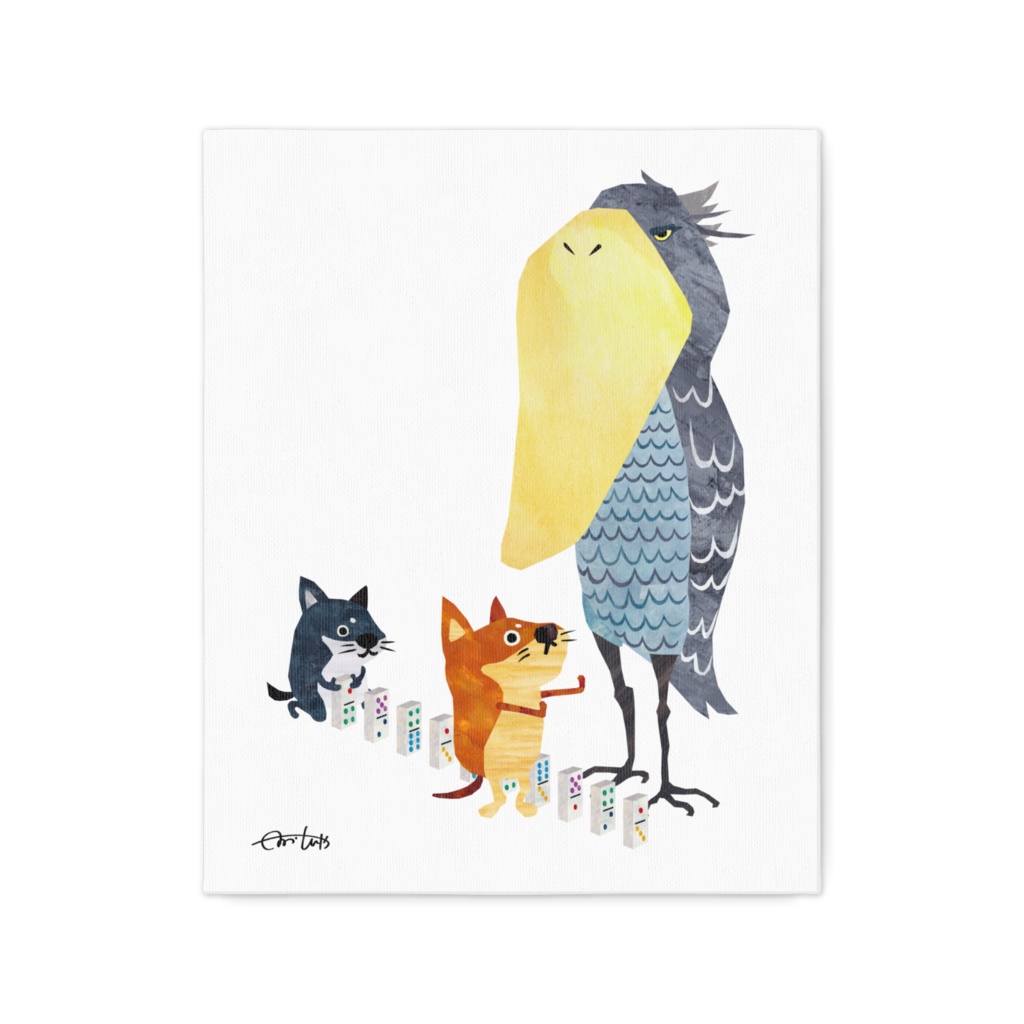 『しずかなハシビロコウ』キャンバスイラスト(複製画) サイズ:F3(27.3cm×22cm) 商品No.0140F3