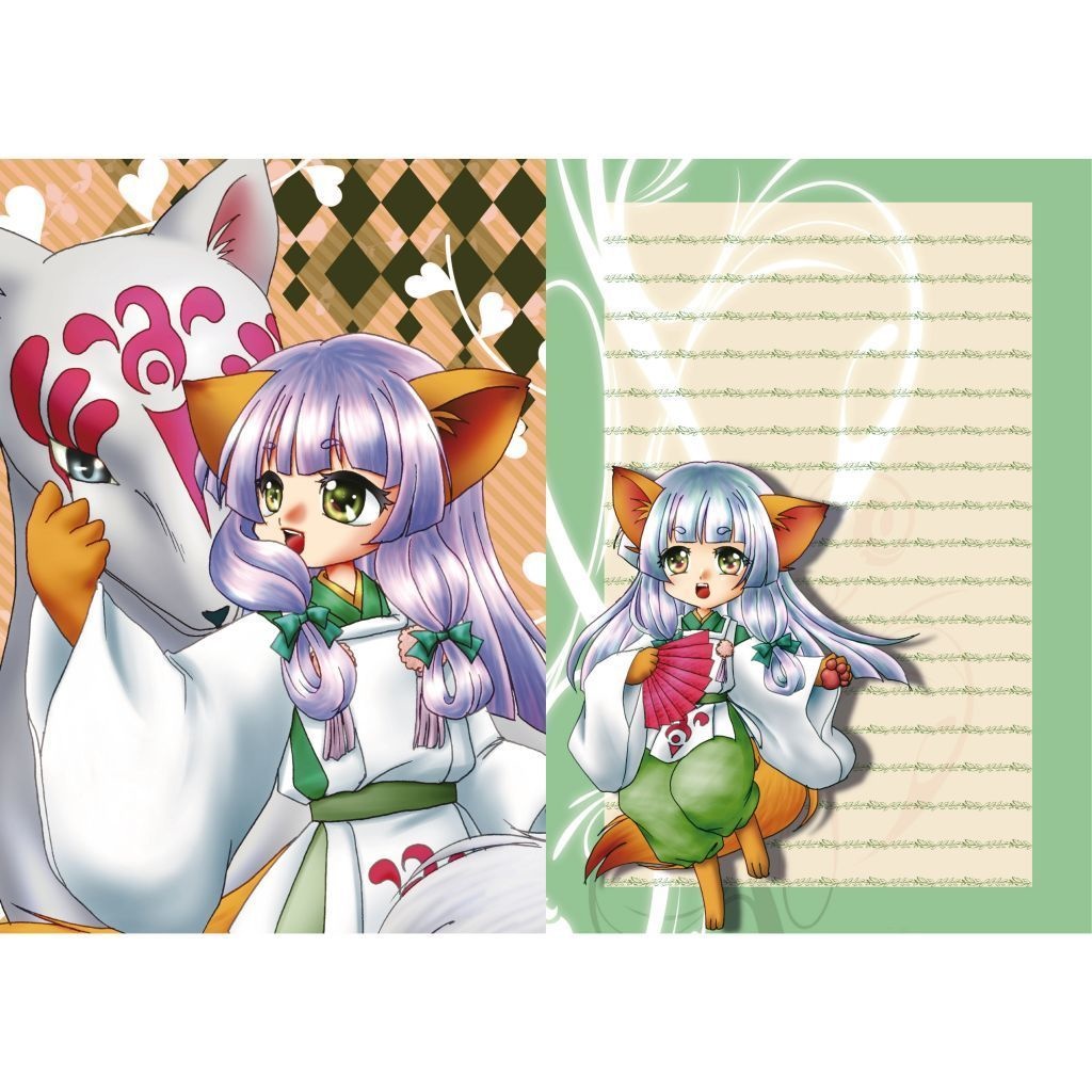 創作狐親子便箋