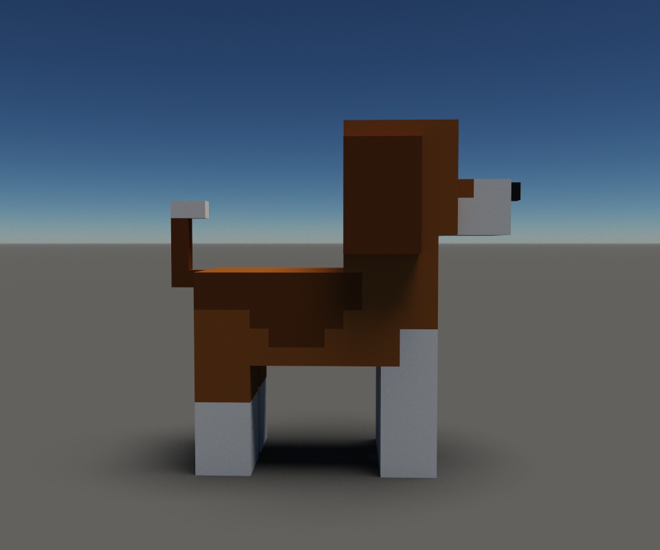 オリジナル3Dモデル ボクセルなビーグル犬