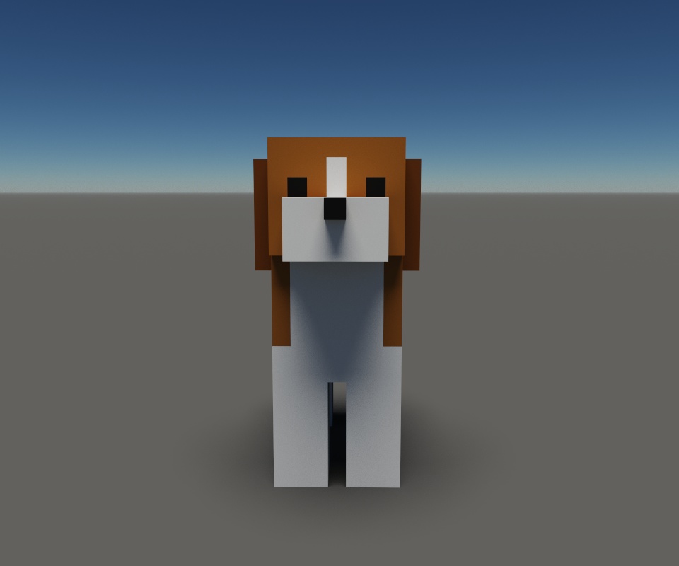 オリジナル3Dモデル ボクセルなビーグル犬