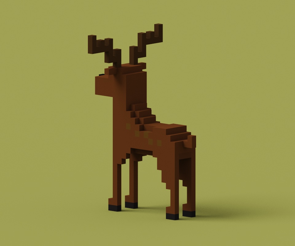 オリジナル3Dモデル ボクセルなシカ