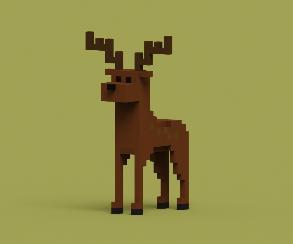 オリジナル3Dモデル ボクセルなシカ