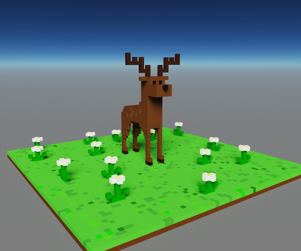 オリジナル3Dモデル ボクセルなシカ