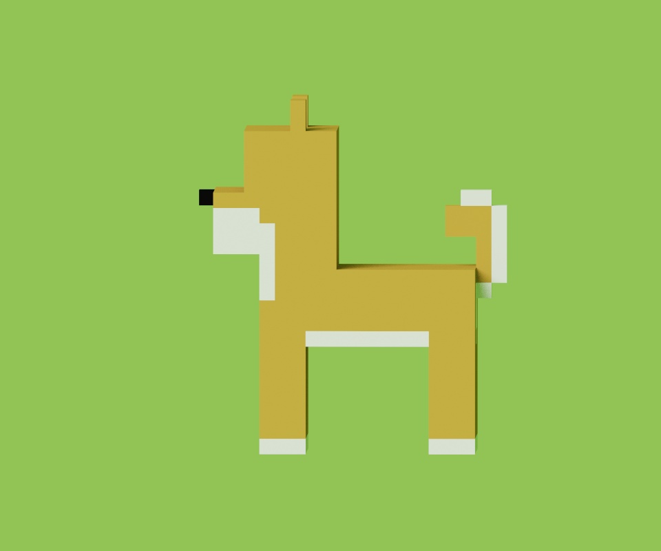 オリジナル3Dモデル ボクセルなしばいぬ