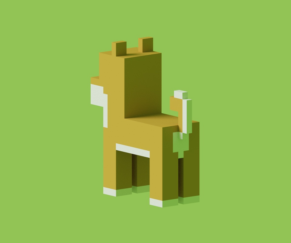 オリジナル3Dモデル ボクセルなしばいぬ