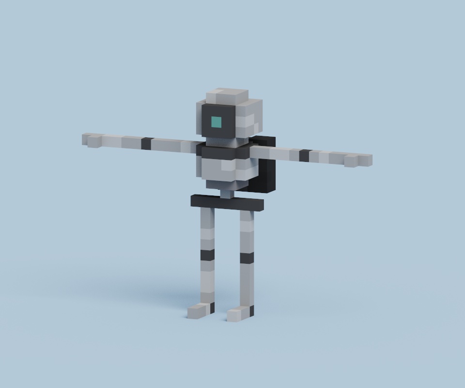 オリジナル3Dモデル ボクセルなロボット