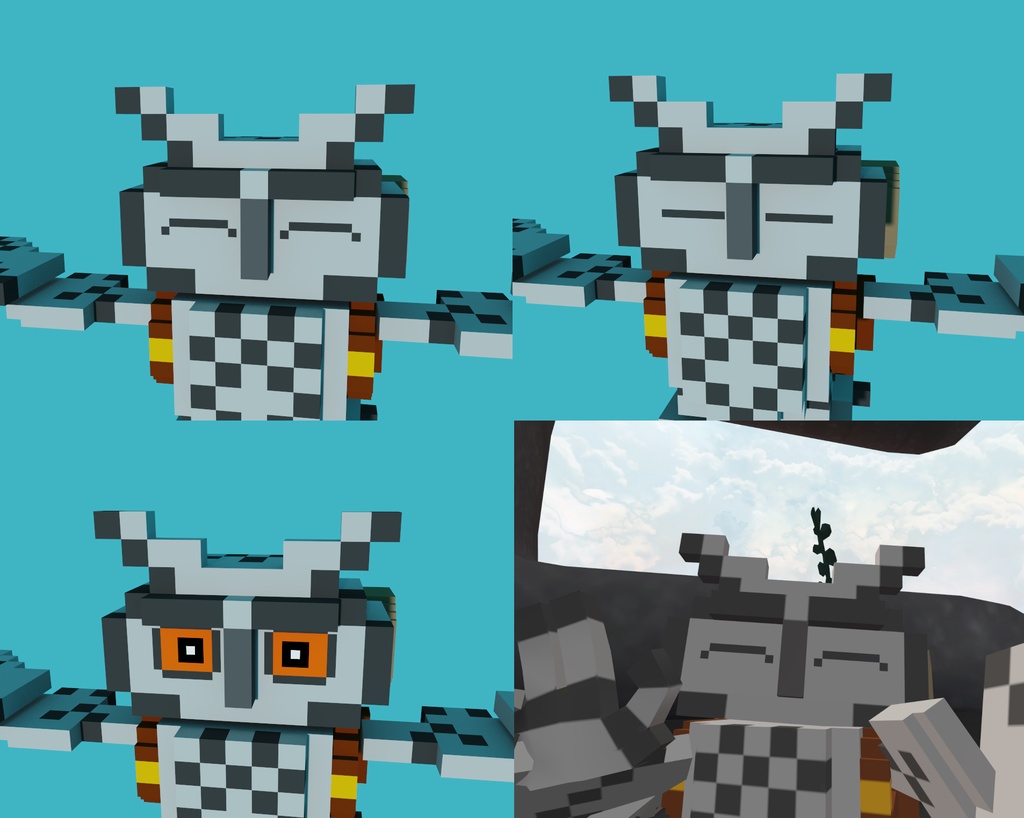 オリジナル3Dモデル ボクセルなフクロウ