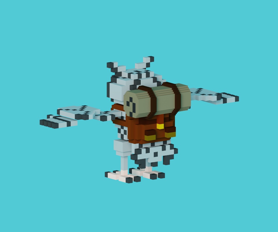 オリジナル3Dモデル ボクセルなフクロウ