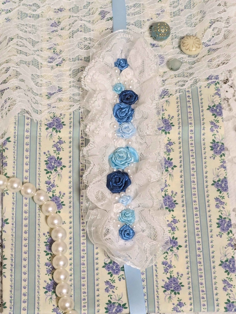 バラのヘッドドレス(青・水色)【ぬいぐるみ用】