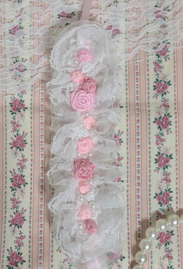 バラのヘッドドレス(ピンク)【ぬいぐるみ用】