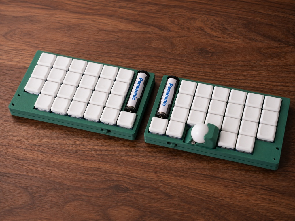 CLine46 トラックボール搭載 オーソリニア 無線分割キーボード(単4電池駆動)