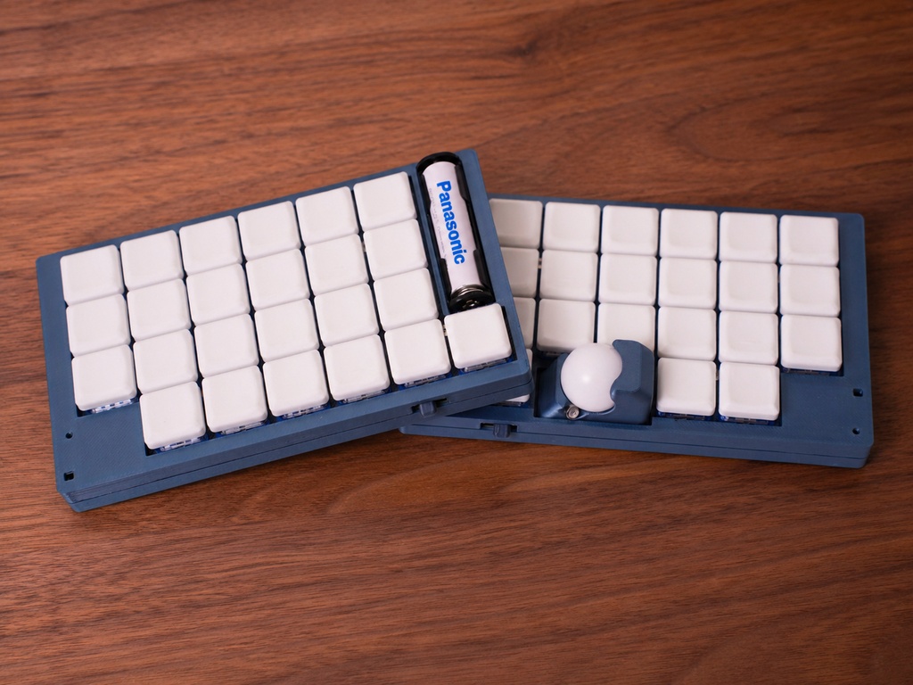 CLine46 トラックボール搭載 オーソリニア 無線分割キーボード(単4電池駆動)