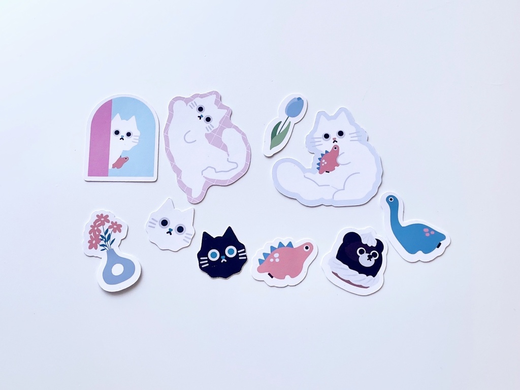 ねこのフレークシール(大・小 計10枚セット)