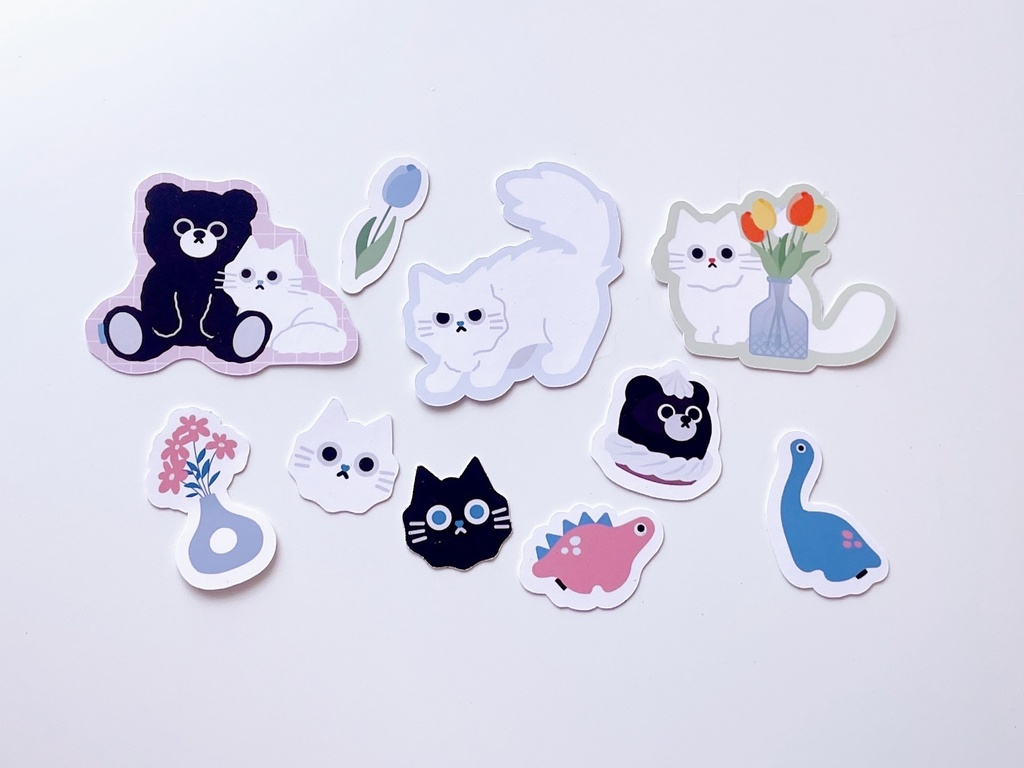 ねこのフレークシール(大・小 計10枚セット)
