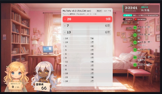 「Ms.Tally v0.3」わんコメ用数字集計テンプレ