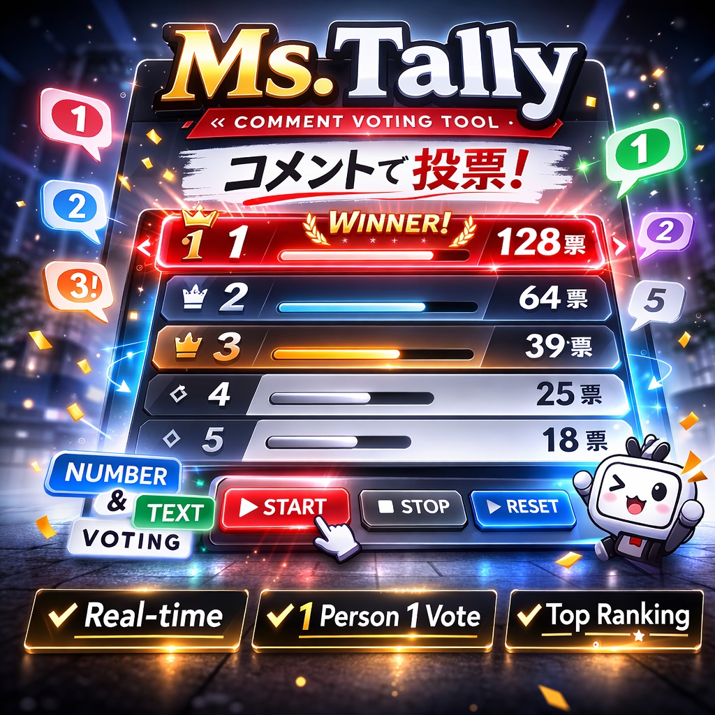 「Ms.Tally」わんコメ用数字/テキスト集計テンプレ