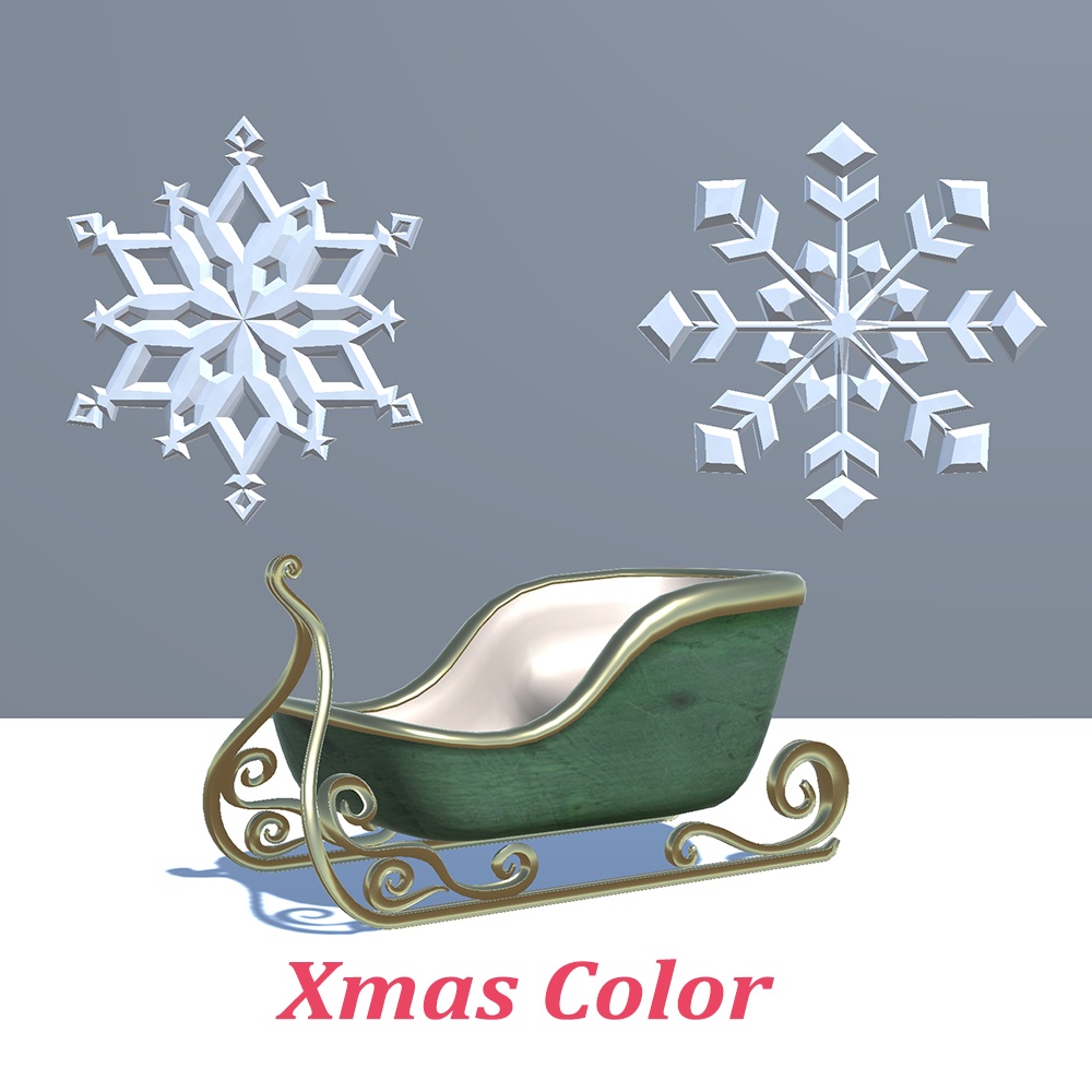 【3Dモデル】そりと雪の結晶セット