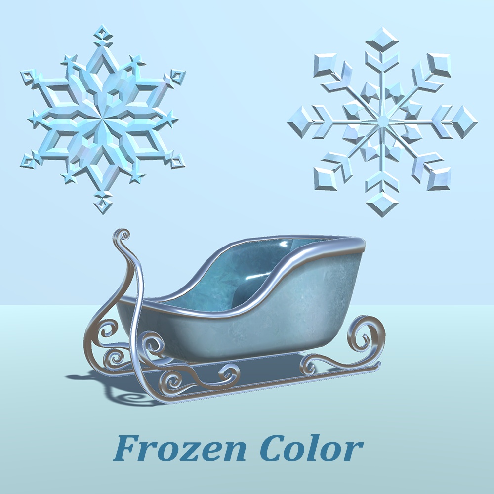 【3Dモデル】そりと雪の結晶セット