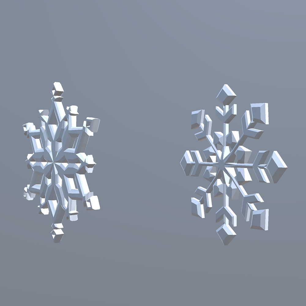 【3Dモデル】そりと雪の結晶セット