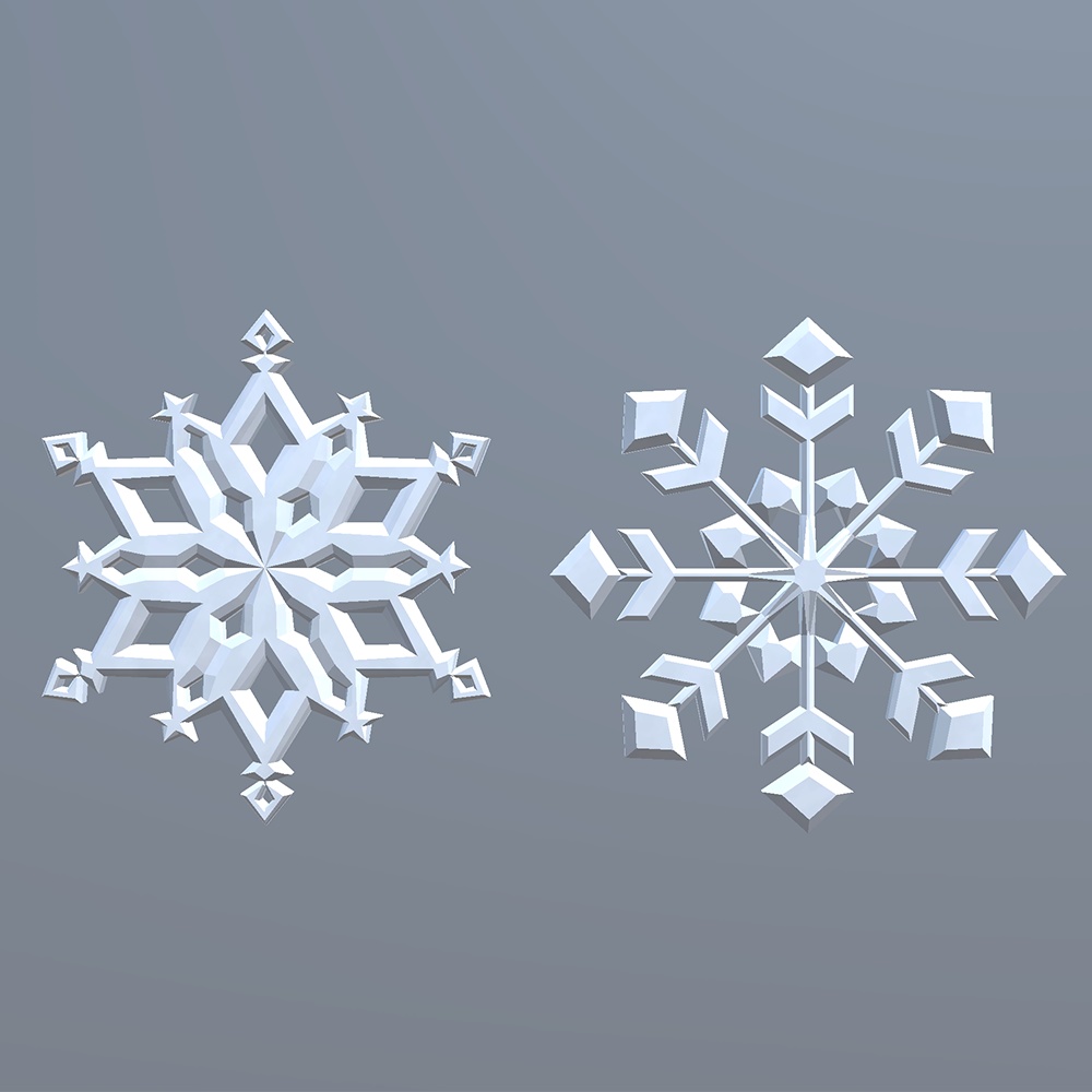 【3Dモデル】そりと雪の結晶セット