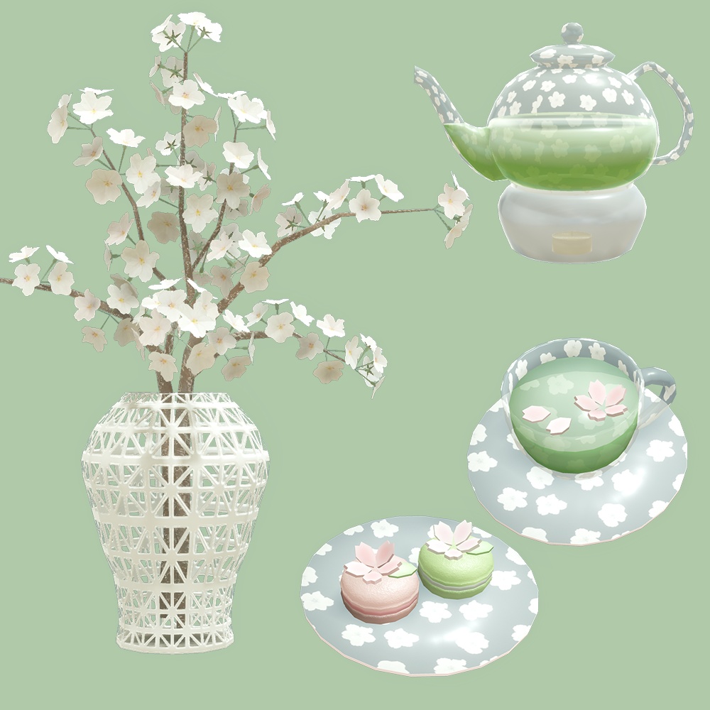 【3Dモデル】さくらのティーセット