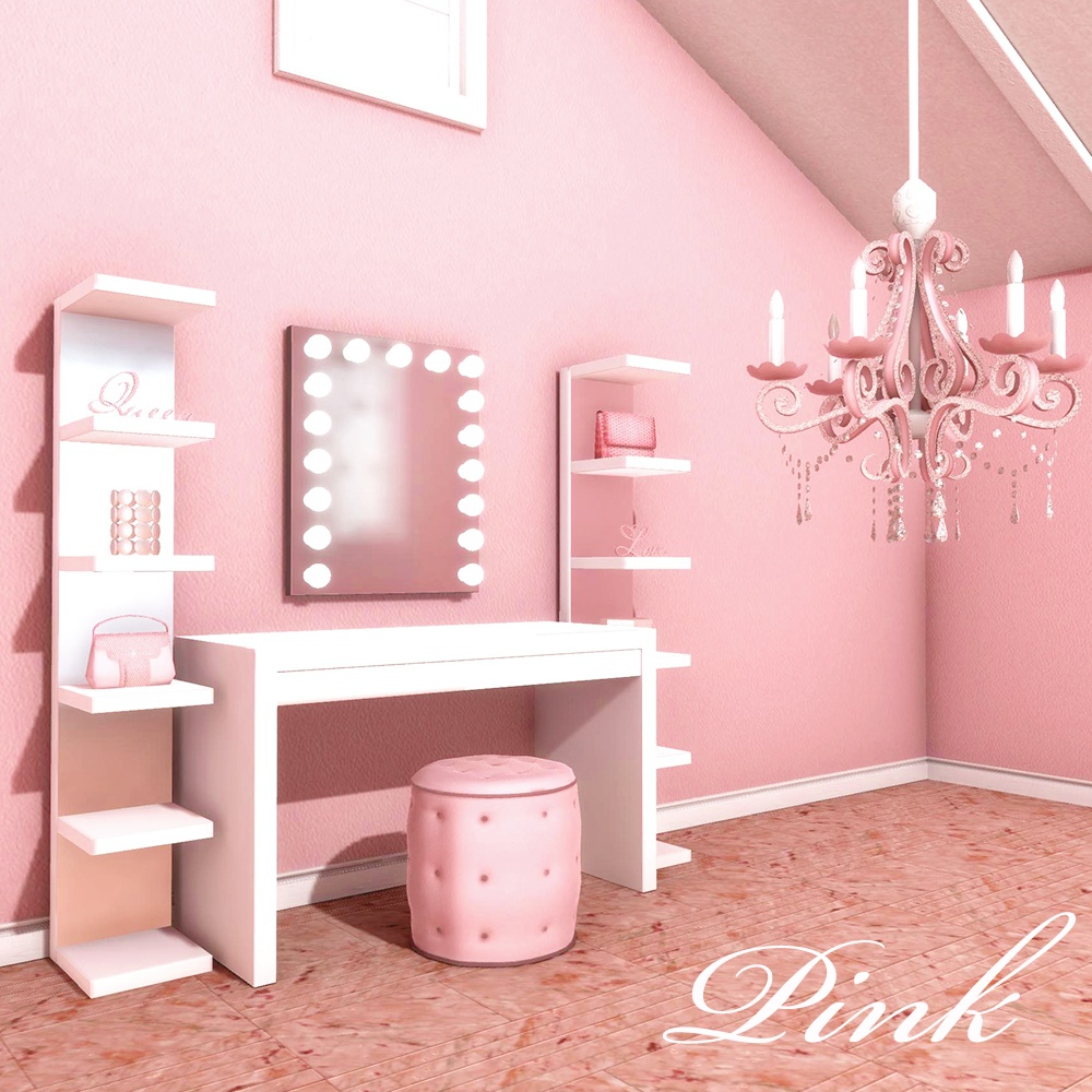 【3Dモデル】ドレッサーとシャンデリア<Beauty Room>