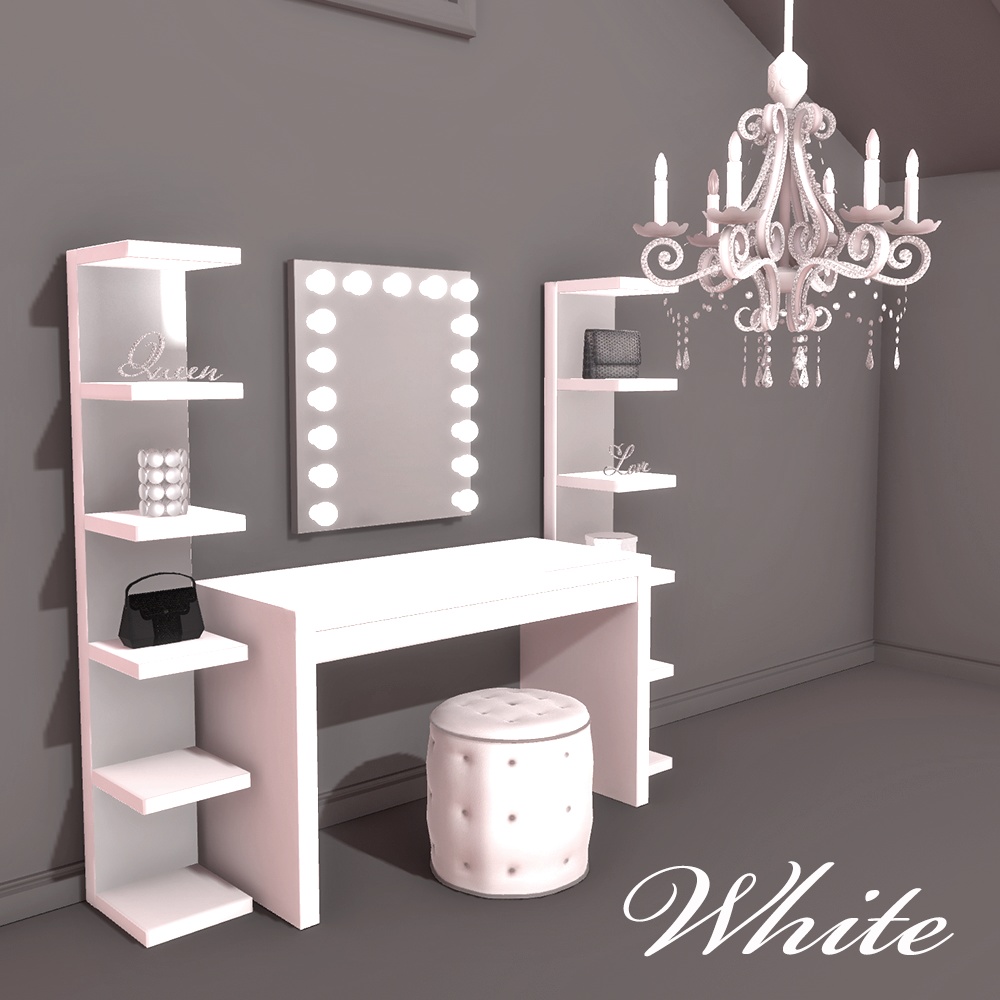 【3Dモデル】ドレッサーとシャンデリア<Beauty Room>