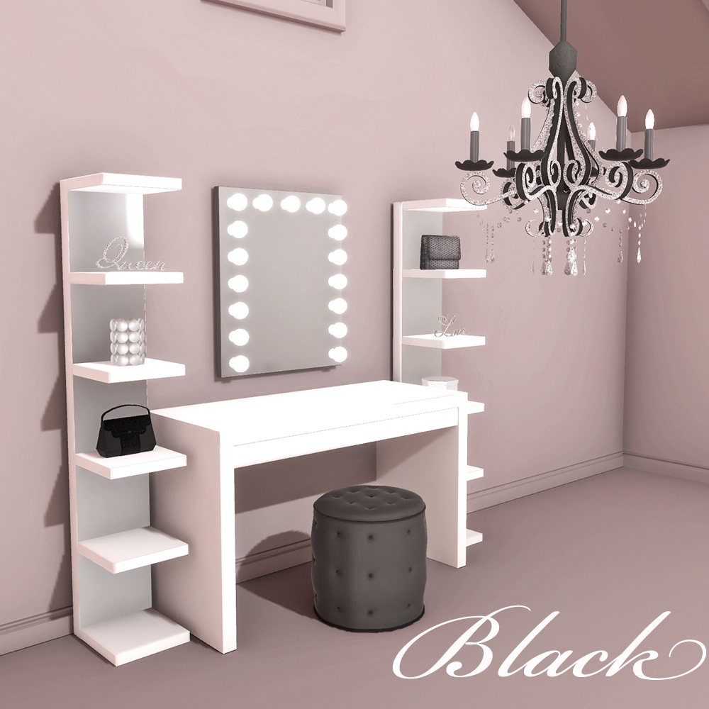 【3Dモデル】ドレッサーとシャンデリア<Beauty Room>