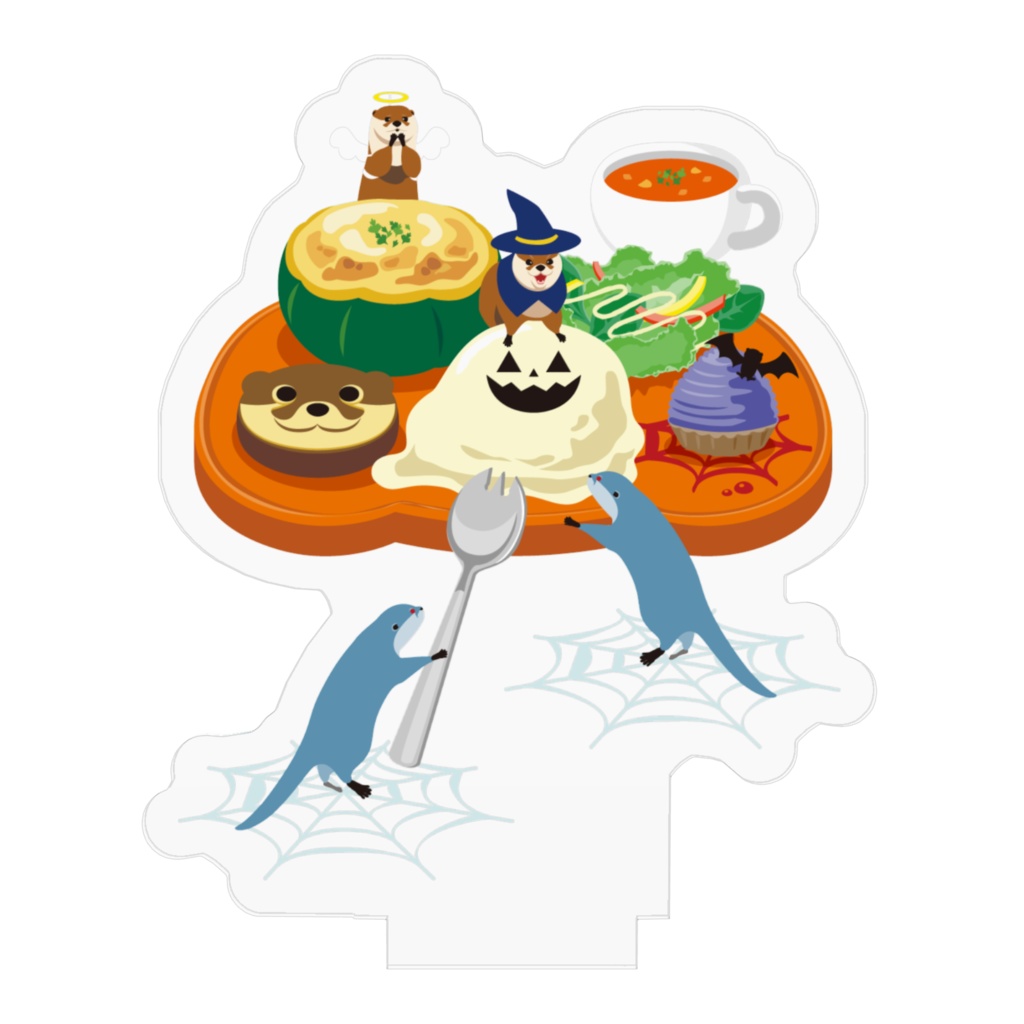 カワウソとハロウィンプレート