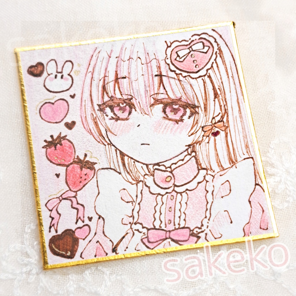 オリジナルバレンタインイラスト【アナログ/豆色紙】