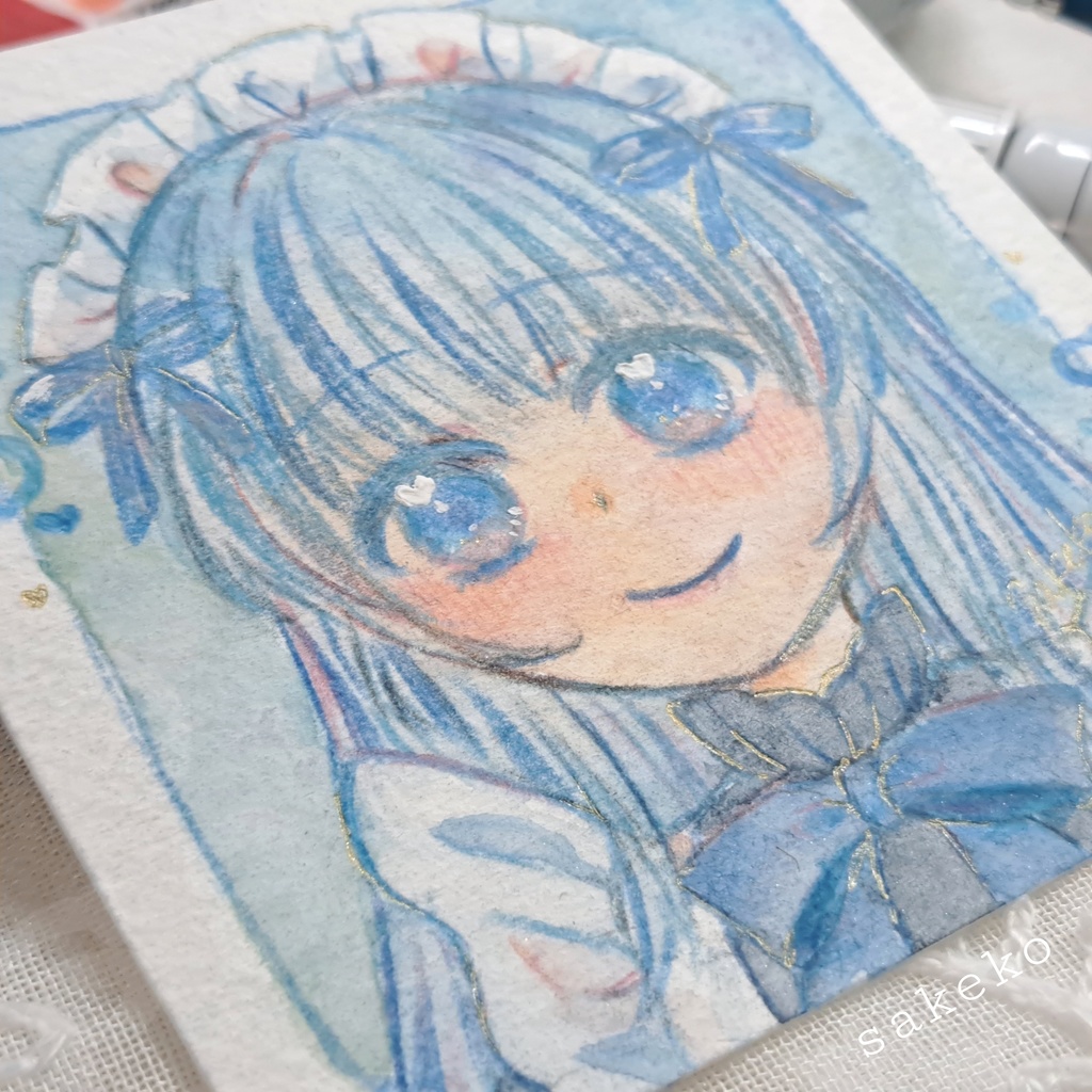 【オリジナル】ブルーメイド【アナログ/水彩イラスト】