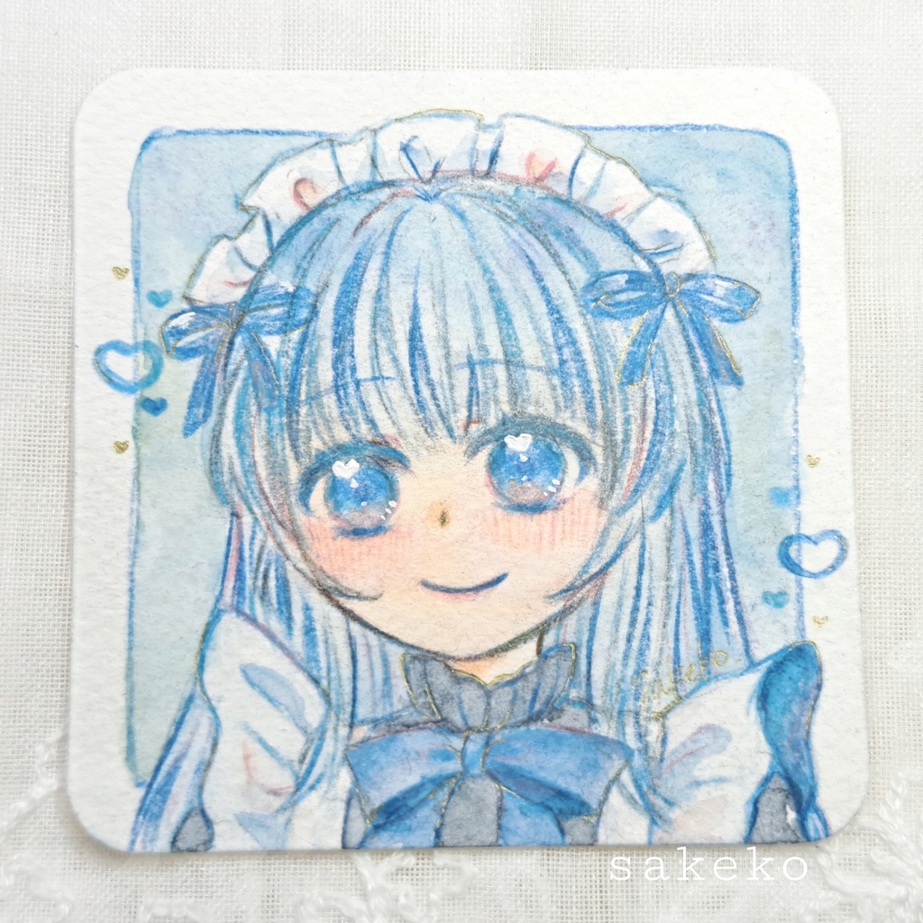 【オリジナル】ブルーメイド【アナログ/水彩イラスト】