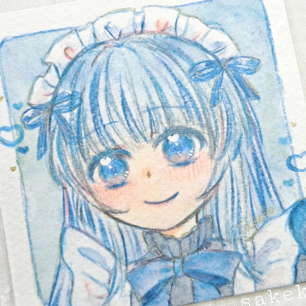 【オリジナル】ブルーメイド【アナログ/水彩イラスト】