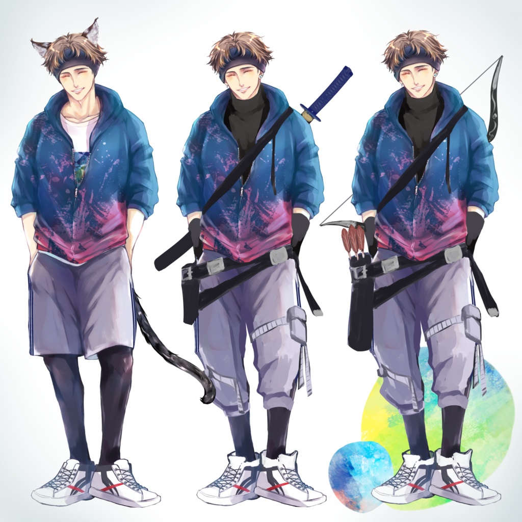 男性立ち絵素材06【武器・ケモ耳差分あり】