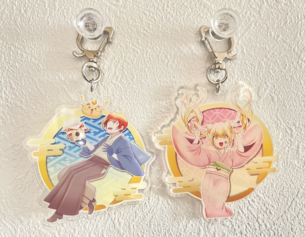 お正月 「穂村+コメカミ」「いちごちゃん」アクリルキーホルダー