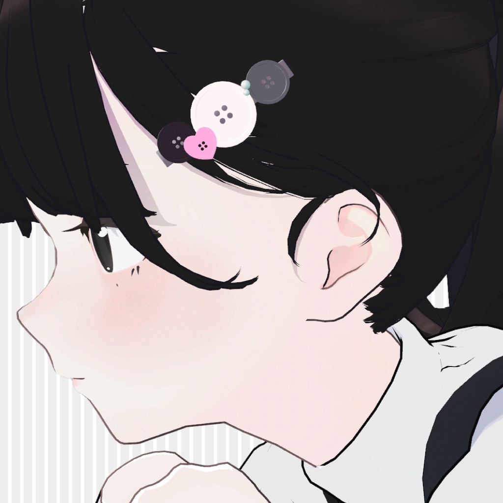【VRC想定】ボタンヘアピン